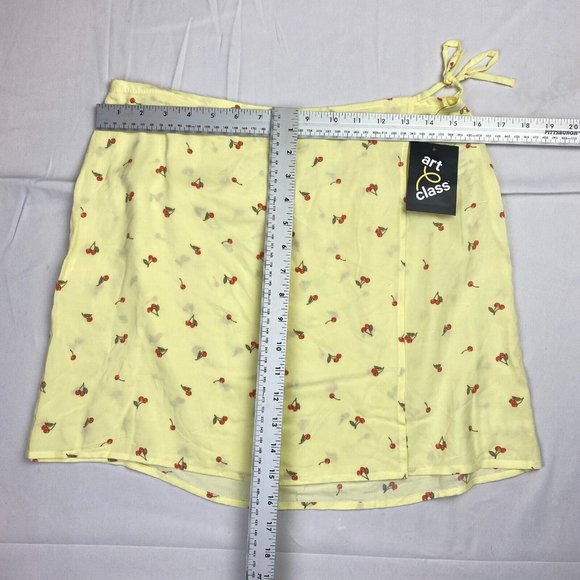 NWT Cherry Print Wrap Skirt Art Class Girls XXL (18) or Womens S/M Fruit Yellow - Picture 2 of 6